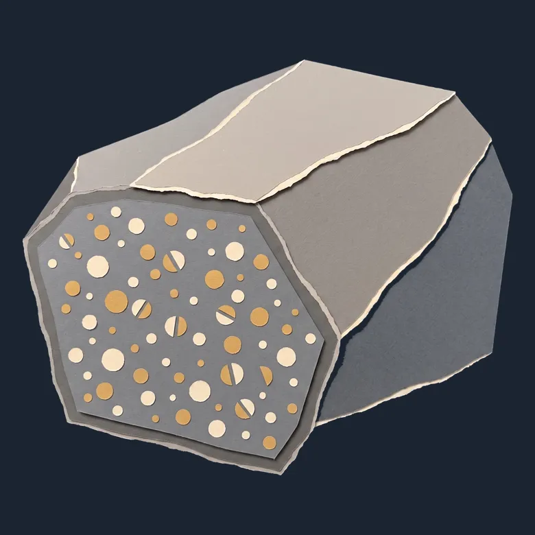 Cut-paper portrait of Carbon-rich meteorites
