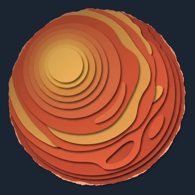 Cut-paper portrait of Earth