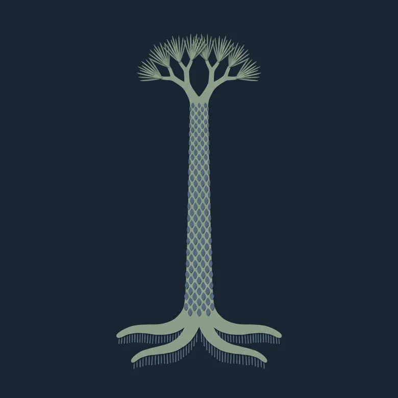 Cut-paper portrait of Lepidodendron, the scale tree