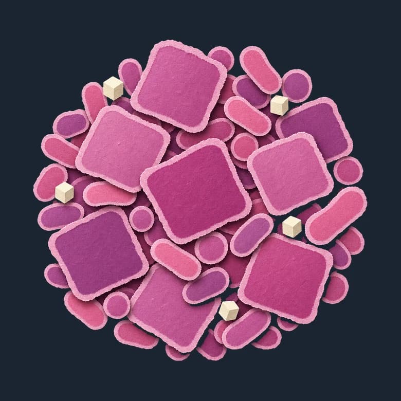 Cut-paper portrait of The purple microbes