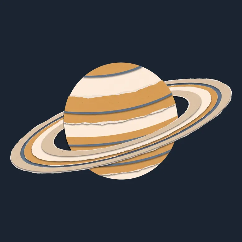Cut-paper portrait of Saturn