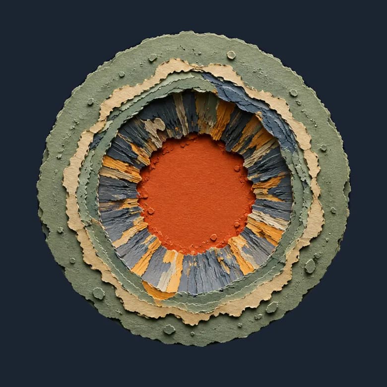 Cut-paper portrait of The Sudbury impactor